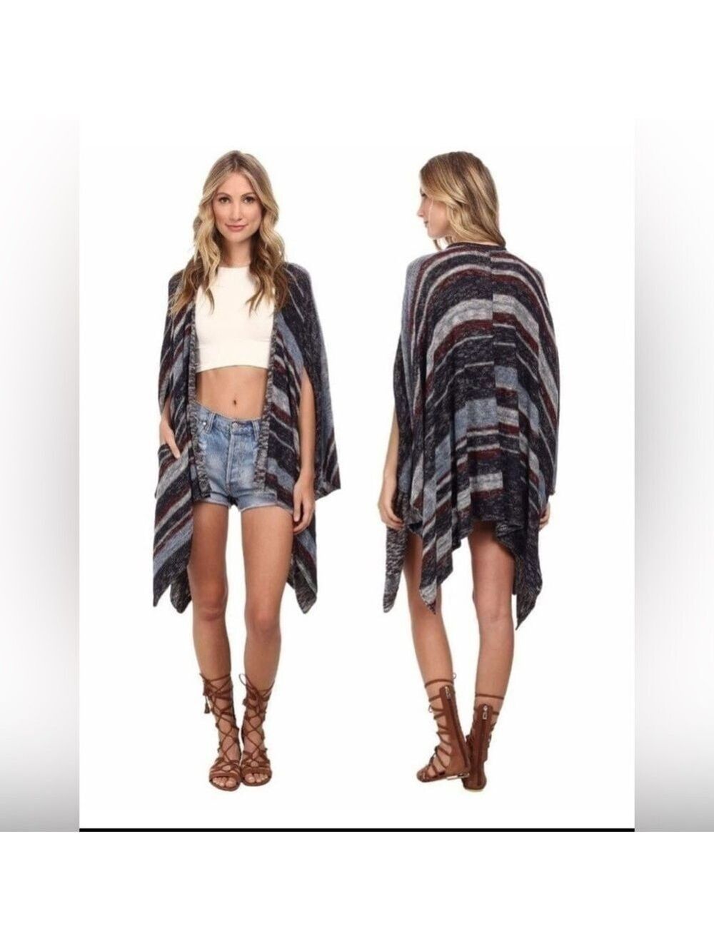 Free People The Big Trail Poncho Cardigan